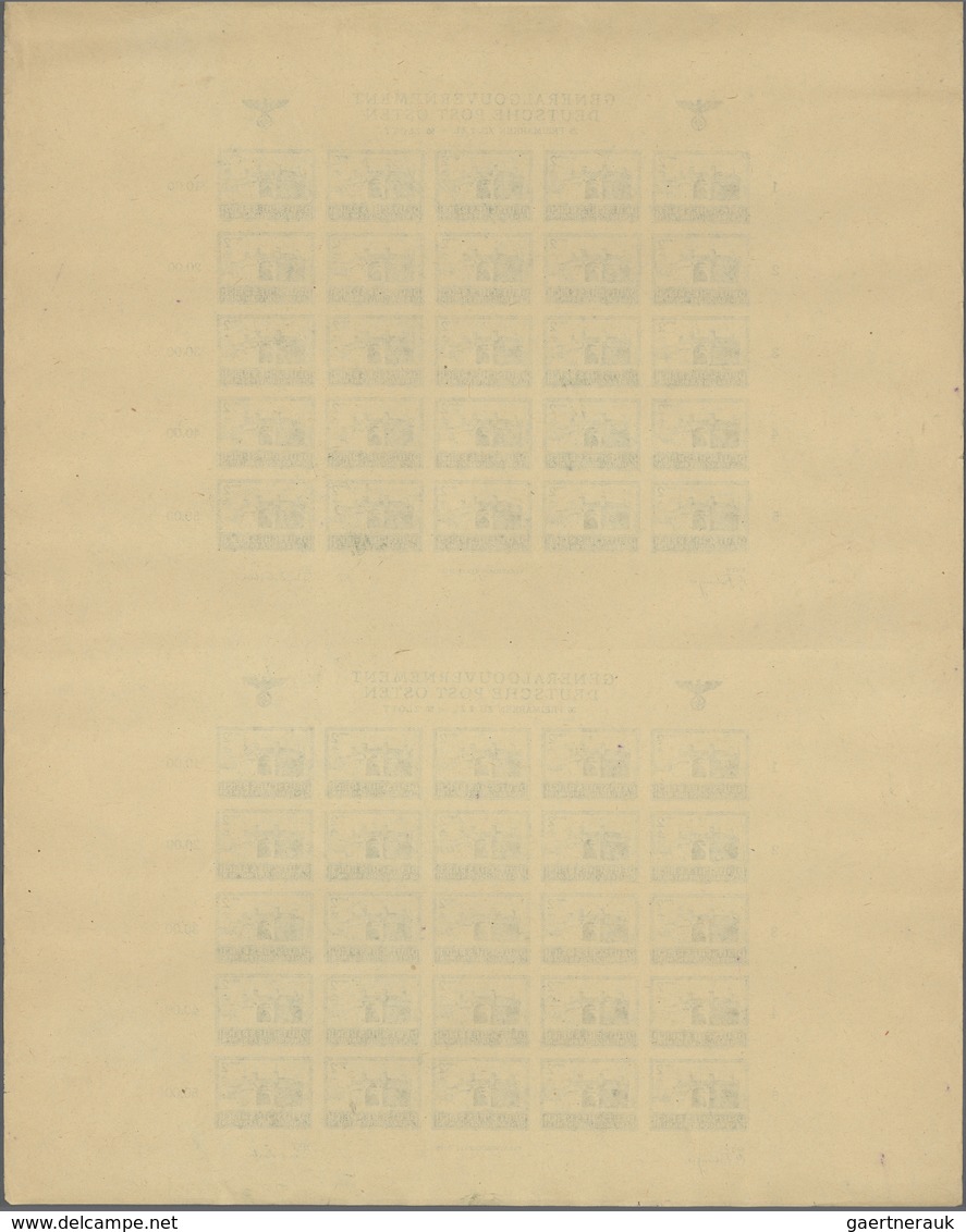 (*) Dt. Besetzung II WK - Generalgouvernement: 1943, Bauwerke 2 Zloty Dunkelgrün Fünfzig PROBEDRUCKE Auf - Occupazione 1938 – 45