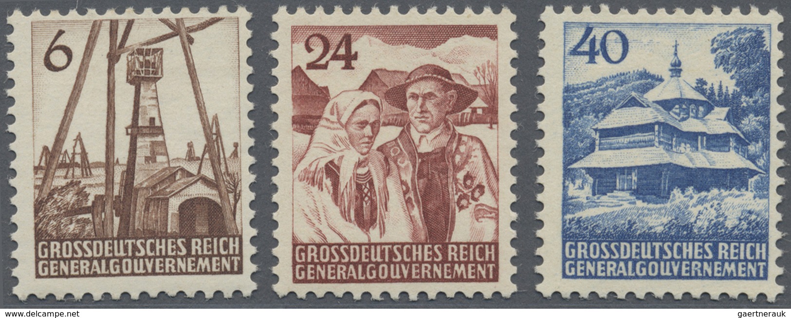 ** Dt. Besetzung II WK - Generalgouvernement: 1944, Nicht Ausgegebene Werte 6 Gr. Bis 40 Gr. Land Und L - Besetzungen 1938-45