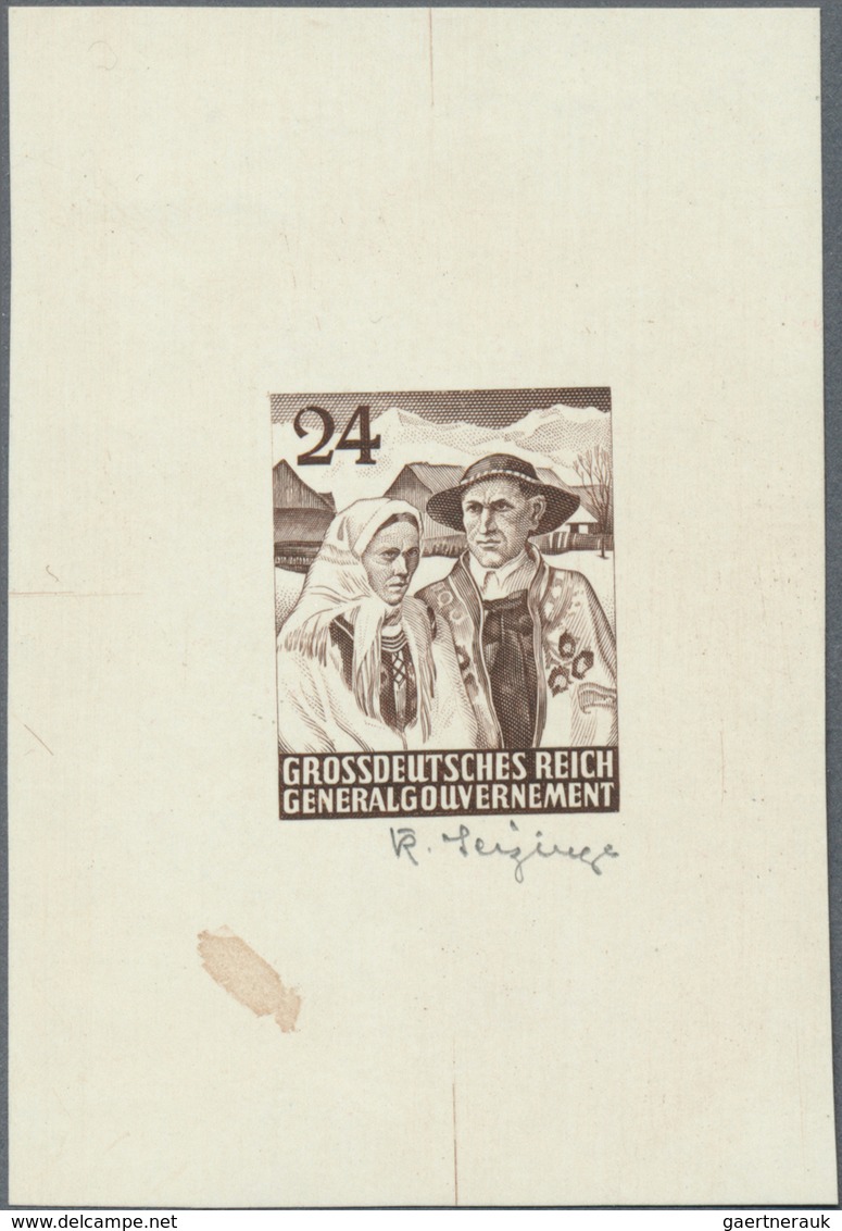 (*) Dt. Besetzung II WK - Generalgouvernement: 1944, 24 (Gr) Lilabraun Goralenpaar, Ungezähnter Probedru - Occupazione 1938 – 45