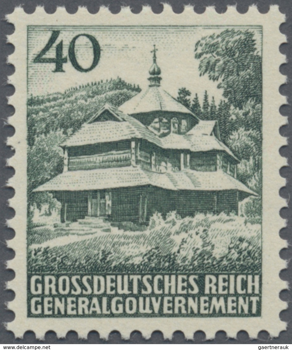** Dt. Besetzung II WK - Generalgouvernement: 1944, 40 (Gr) Graugrün Holzkirche, Gezähnter Postfrischer - Besetzungen 1938-45