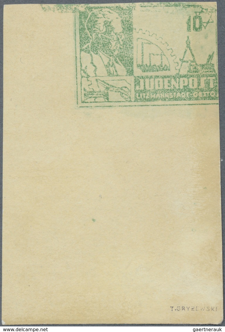 (*) Dt. Besetzung II WK - Generalgouvernement - Litzmannstadt: 1944, 10 (Pf) Grün, Probedruck Als Senkre - Occupazione 1938 – 45