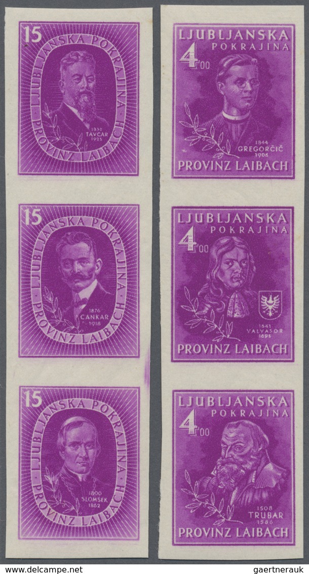 ** Dt. Besetzung II WK - Laibach: 1945, Verdiente Slowenen Dunkelpurpur Je Komplett Gezähnt Und Ungezäh - Besetzungen 1938-45