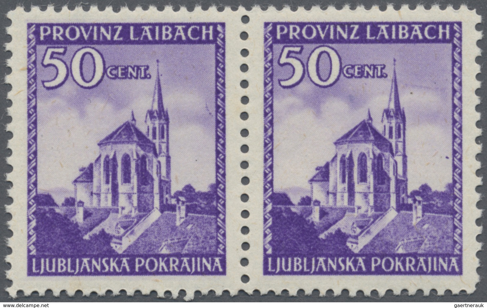 **/* Dt. Besetzung II WK - Laibach: 1945, 50 C Dkl'violett Im Waager. Paar Postfrisch, Rechte Marke Mit P - Occupazione 1938 – 45