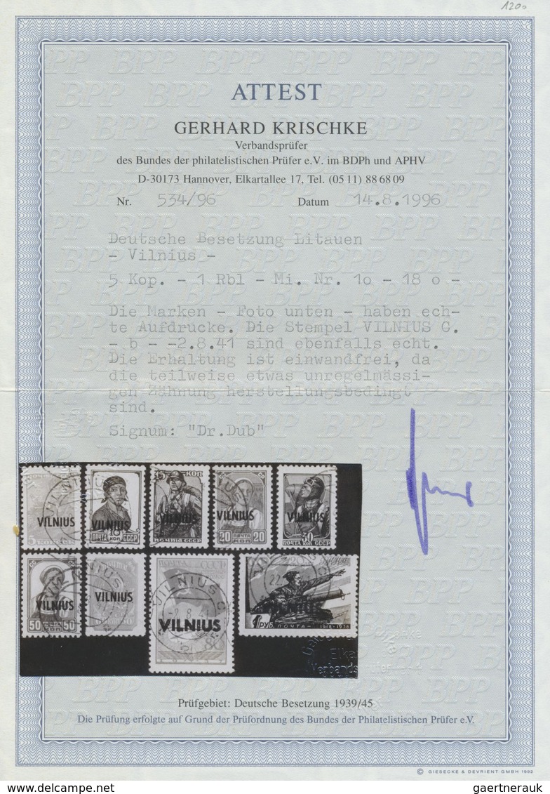 O Dt. Besetzung II WK - Litauen: 1941, Freimarken Und Sondermarken 5 K Bis 1 R Mit Aufdruck "VILNIUS" - Occupation 1938-45