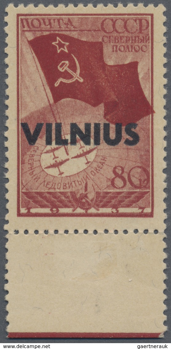 * Dt. Besetzung II WK - Litauen: 1941, "Nordpolflug" 80 Kopeken Karmin Mit Aufdruck "VILNIUS" Vom Unte - Besetzungen 1938-45