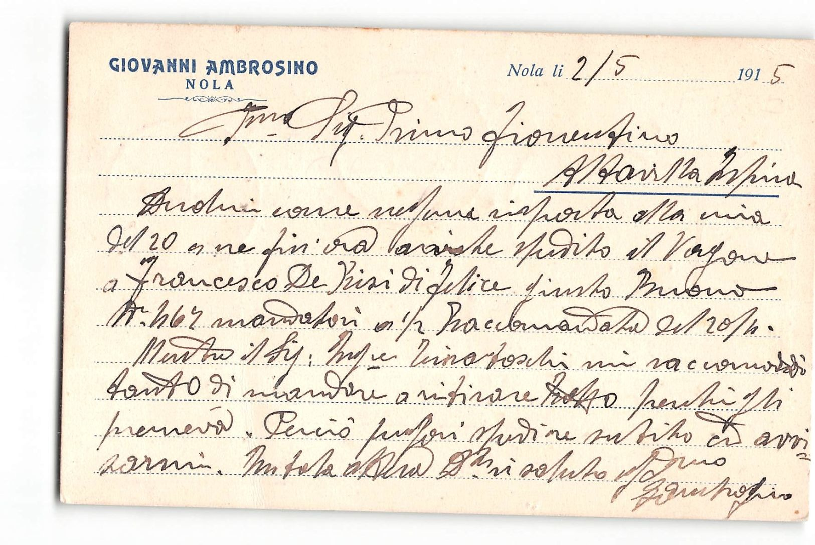 3438 02 NOLA AMBROSINIO X ALZAVILLA AIRPINA - TIMBRO AMBULANTE NAPOLI AVELLINO BENEVENTO - Storia Postale