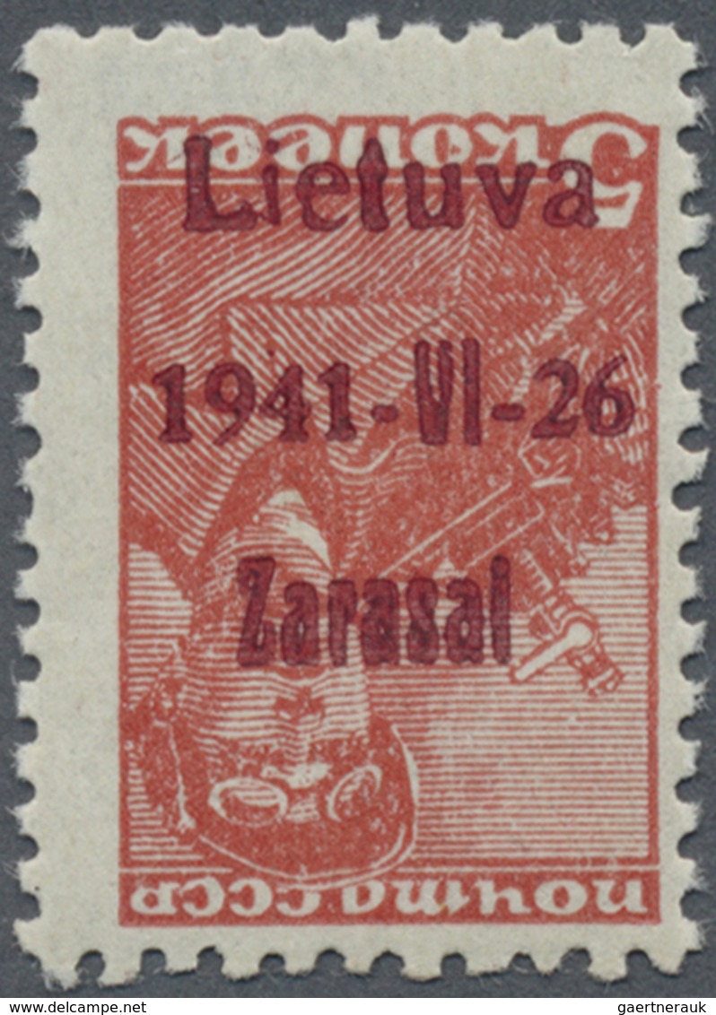 ** Dt. Besetzung II WK - Litauen - Zargrad (Zarasai): 1941, 5 K. Braunrot, Braunlilafarbener Kopfstehen - Besetzungen 1938-45