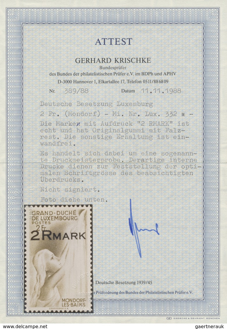 * Dt. Besetzung II WK - Luxemburg: 1940, Freimarke Von Luxemburg Mit Aufdruck "2 RMARK", Sogenannte Dr - Besetzungen 1938-45