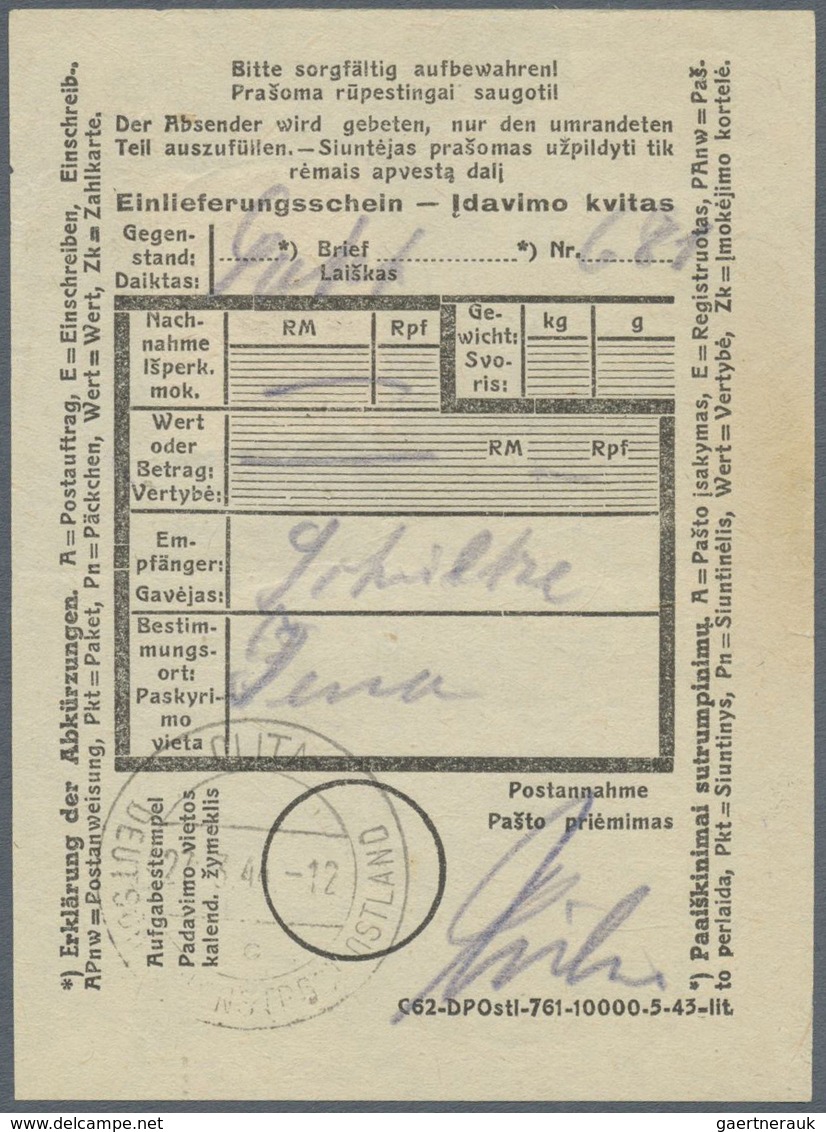 Br Dt. Besetzung II WK - Ostland: 1941, 10 Pf Dkl'siena, Portogerechte Einzelfrankatur Auf Einlieferung - Occupation 1938-45