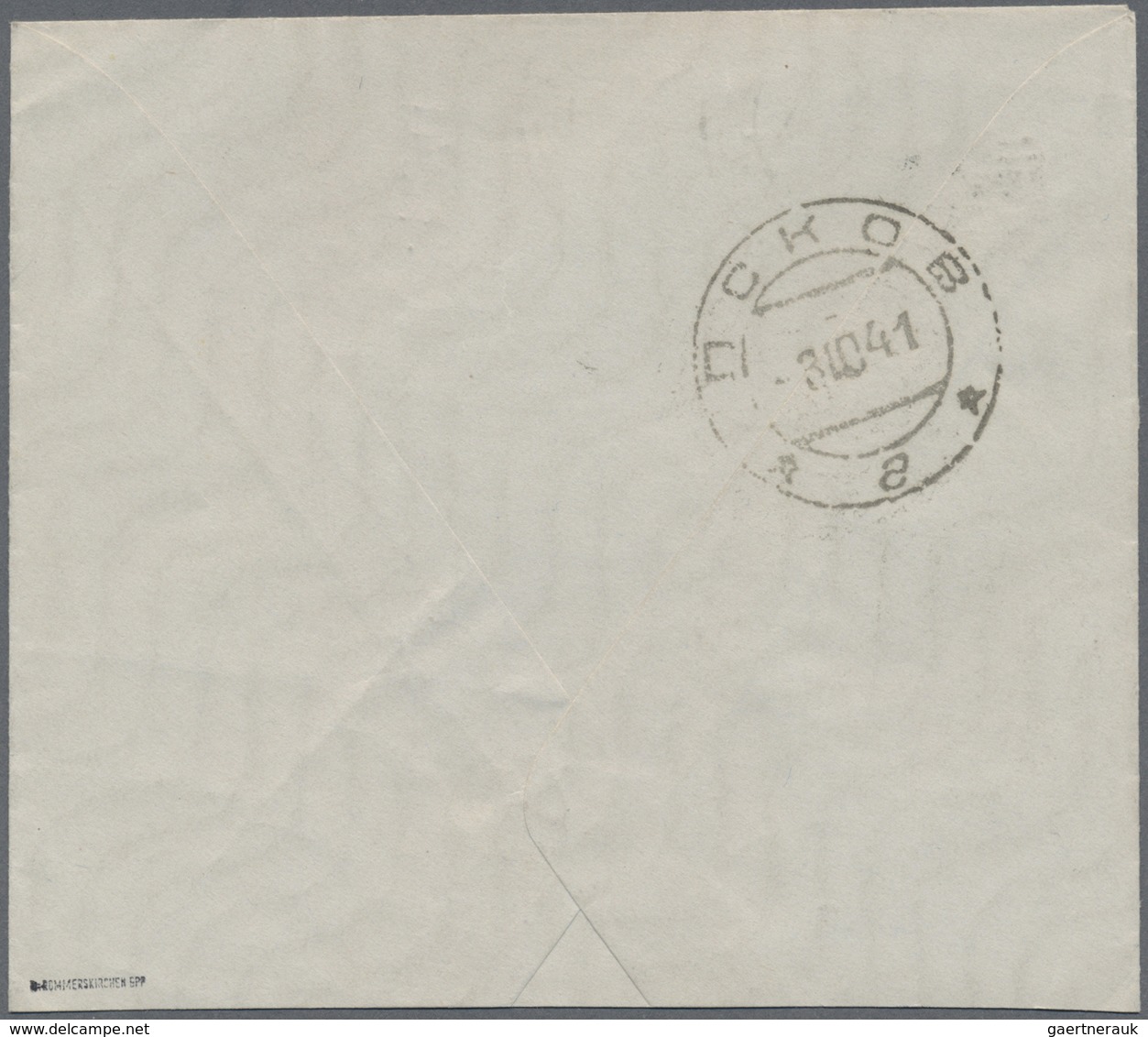 Brfst Dt. Besetzung II WK - Russland - Pleskau (Pskow): 1941, 20 K. Auf 1 Pfg. Hindenburg Mit Handstempel - Occupation 1938-45