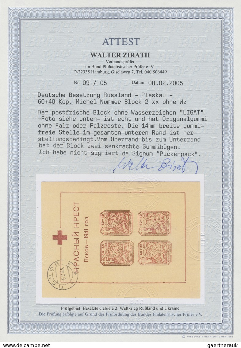 ** Dt. Besetzung II WK - Russland - Pleskau (Pskow): 1942, Rotes Kreuz-Block Mit Ausgabestempel Auf Pap - Occupation 1938-45