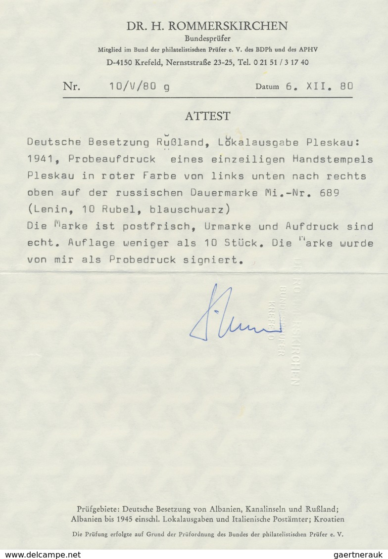 ** Dt. Besetzung II WK - Russland - Pleskau (Pskow): 1941, 10 Rubel Lenin (Russland Mi.Nr.: 689) Zur Pr - Besetzungen 1938-45