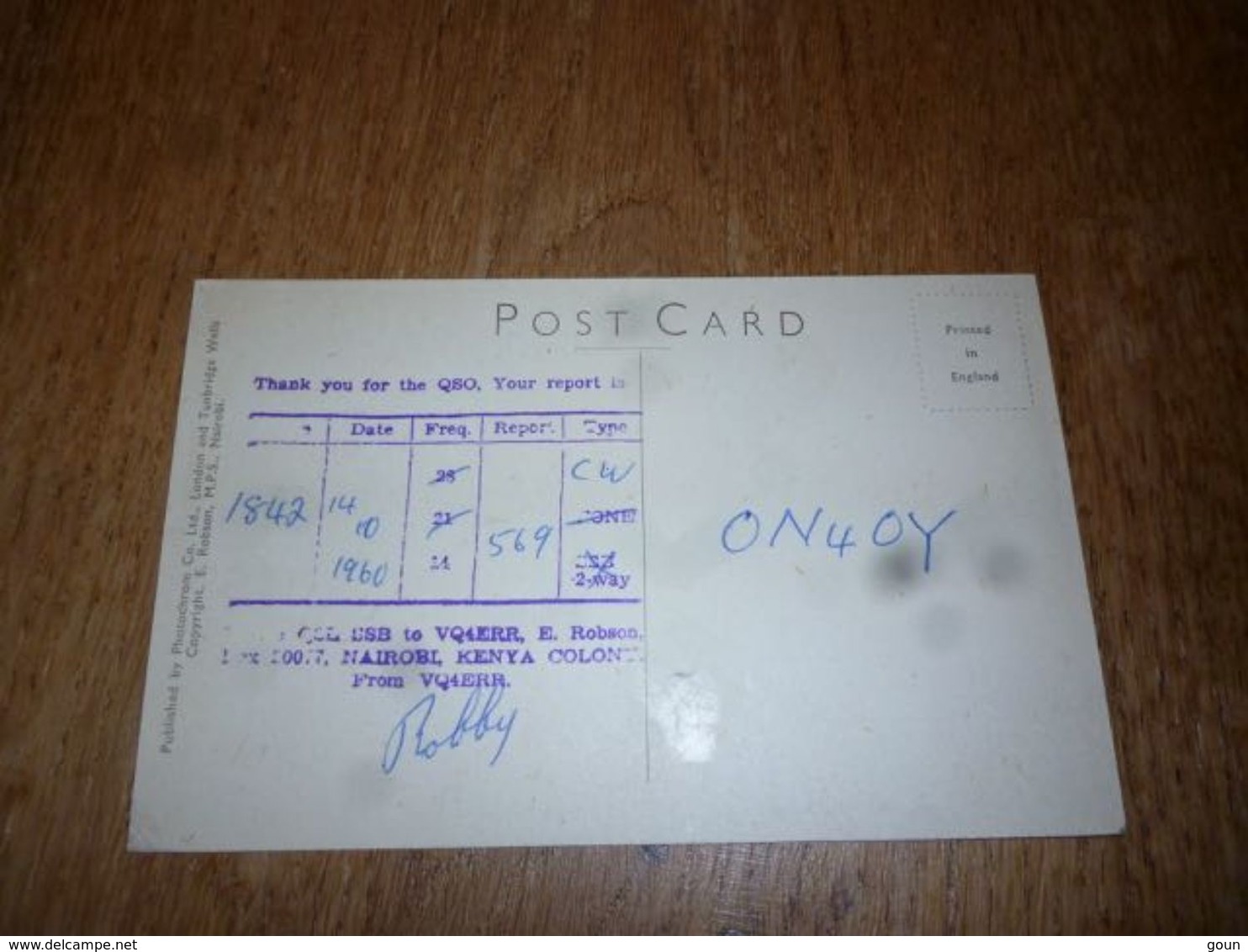 BC10-2-0 Carte Radio Amateur Nairobi Kenya Carte Postale Avec Zèbres Au Verso - Autres & Non Classés