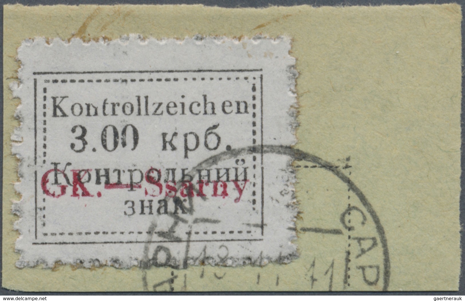 Brfst Dt. Besetzung II WK - Ukraine - Sarny: 1941, 3 Krb. Mit Rotem Aufdruck, Gestempelt Auf Kleinem Brief - Besetzungen 1938-45