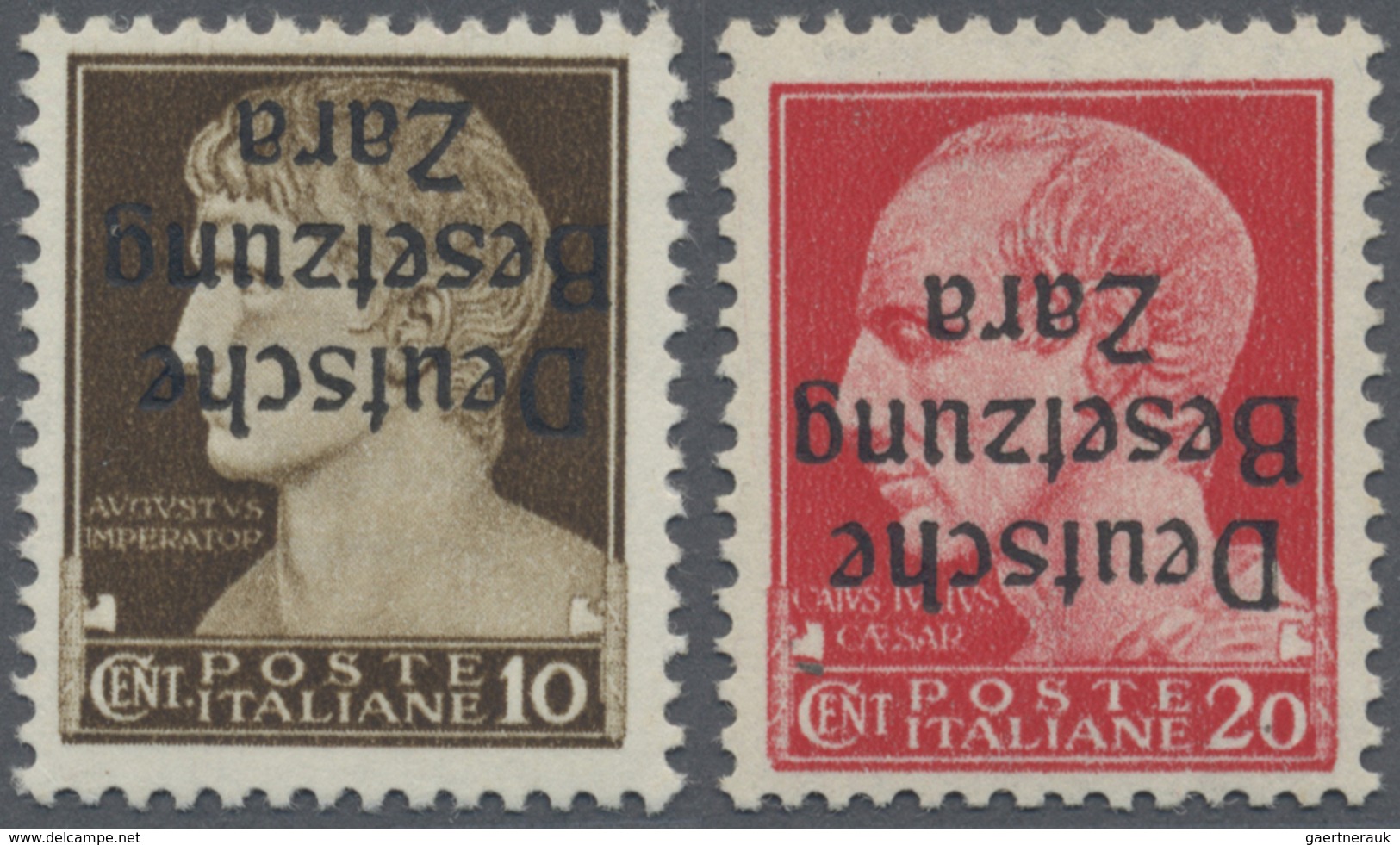 ** Dt. Besetzung II WK - Zara: 1943, 10 C. Und 20 C. Freimarken Mit Kopfstehendem Aufdruck, Postfrisch, - Occupazione 1938 – 45