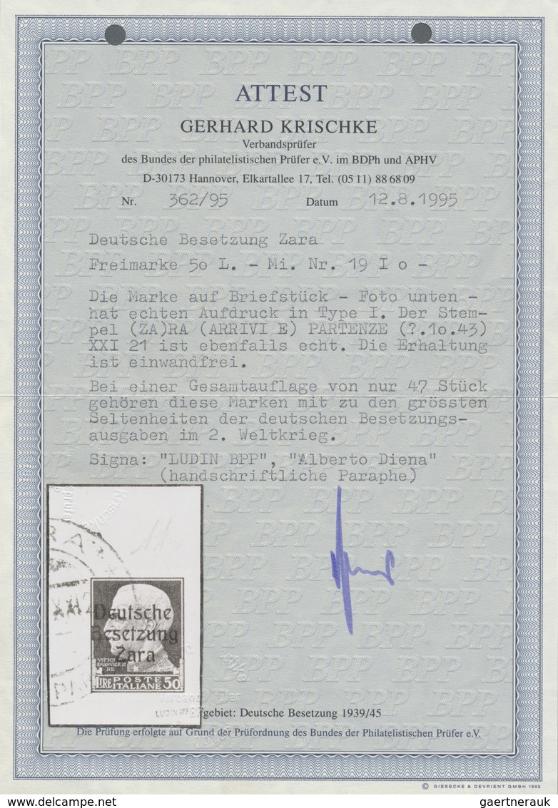 Brfst Dt. Besetzung II WK - Zara: 1943, Freimarke 50 L Dunkelviolett Mit Echtem Aufdruck Type I Auf Briefs - Besetzungen 1938-45