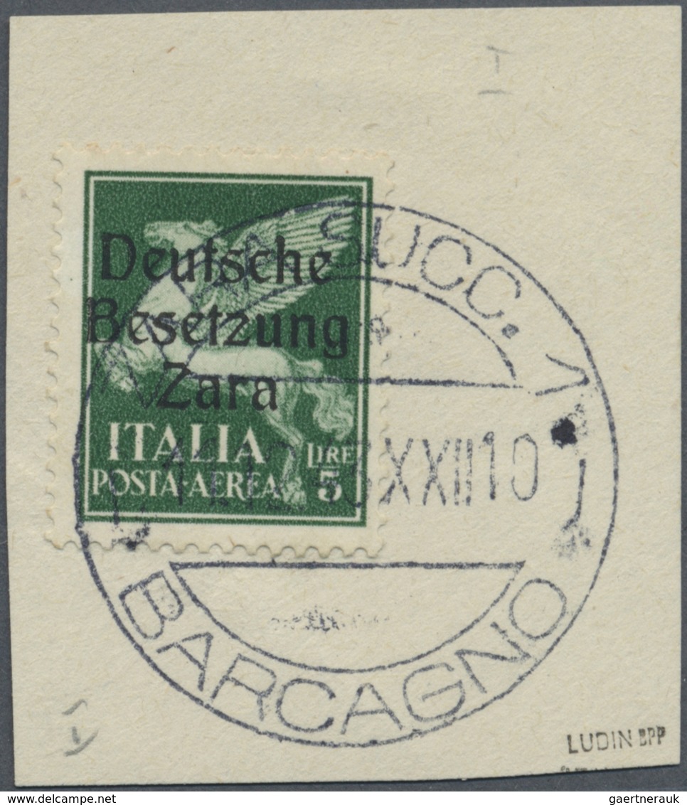 Brfst Dt. Besetzung II WK - Zara: 1943, 5 L. Flugpost Mit Aufdruck In Type I Auf Briefstück, Signiert Ludi - Occupation 1938-45