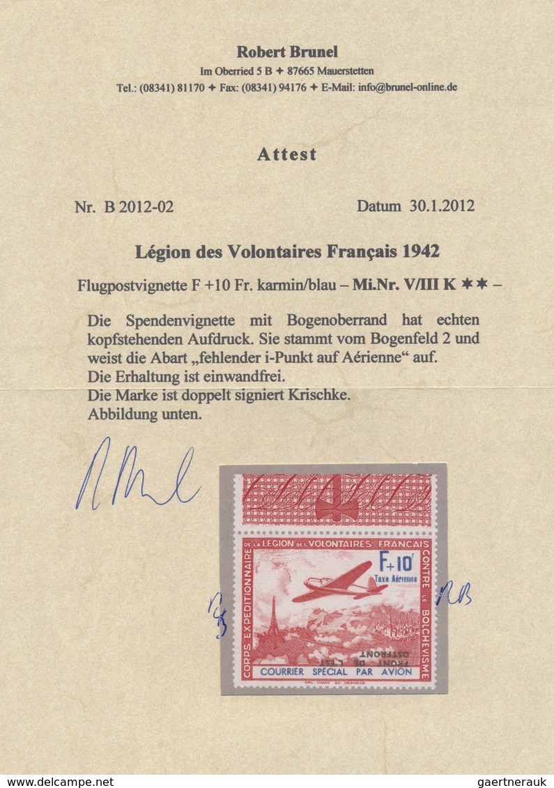 ** Dt. Besetzung II WK - Private Ausgaben: Frankreich 1941 Freiwilligen Legion Flugpostvignette F+10 F. - Occupazione 1938 – 45