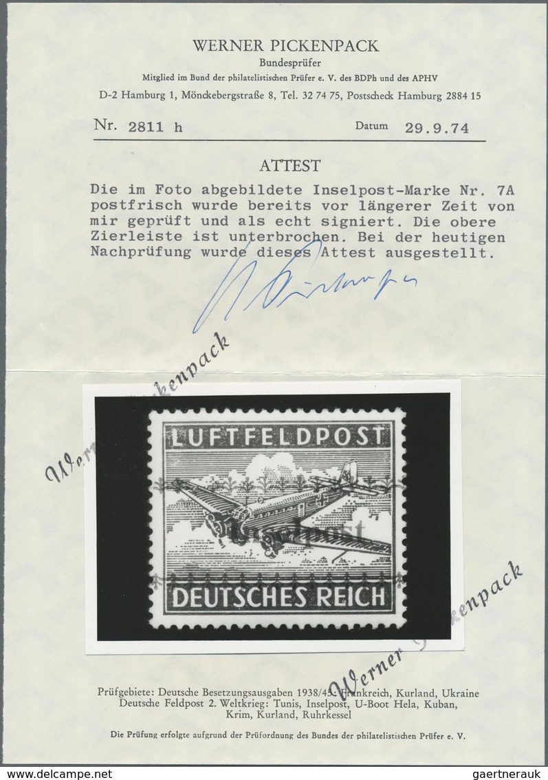 ** Feldpostmarken: 1944, Kreta-Aufdruck Auf Luftpost-Zulassungsmarke Gezähnt, Postfrisch Mit Leichten S - Autres & Non Classés