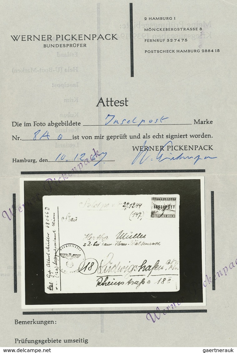 Br Feldpostmarken: 1944, Insel Rhodos, Die Gezähnte Luftfeldpostzulassungsmarke Mit Schwarzem Lokalaufd - Autres & Non Classés