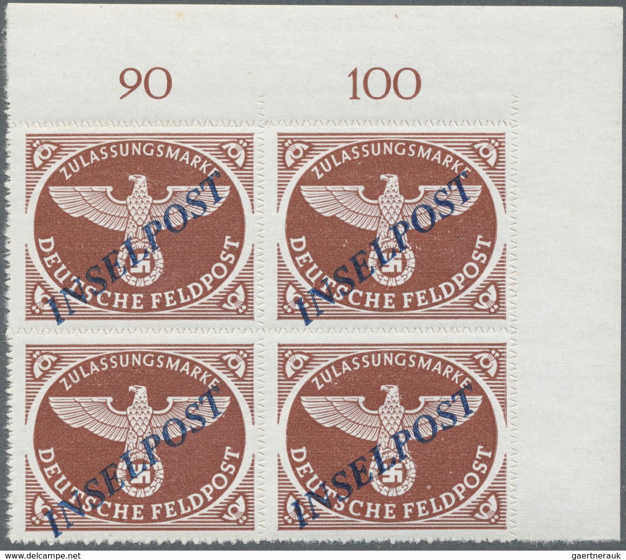 Feldpostmarken: 1944, AGRAMER AUFDRUCK, 4 Feldpostmarken Von Rechter Oberen Bogenecke, Durchstochen, - Autres & Non Classés