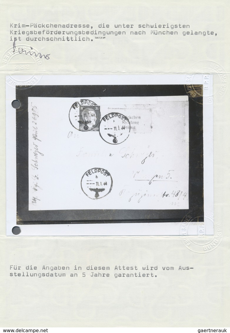 Br Feldpostmarken: 1943, Krim Päckchen-Zulassungsmarke In Type I Und 20 Pfg. Hitler Mit Normstempel "b - Altri & Non Classificati