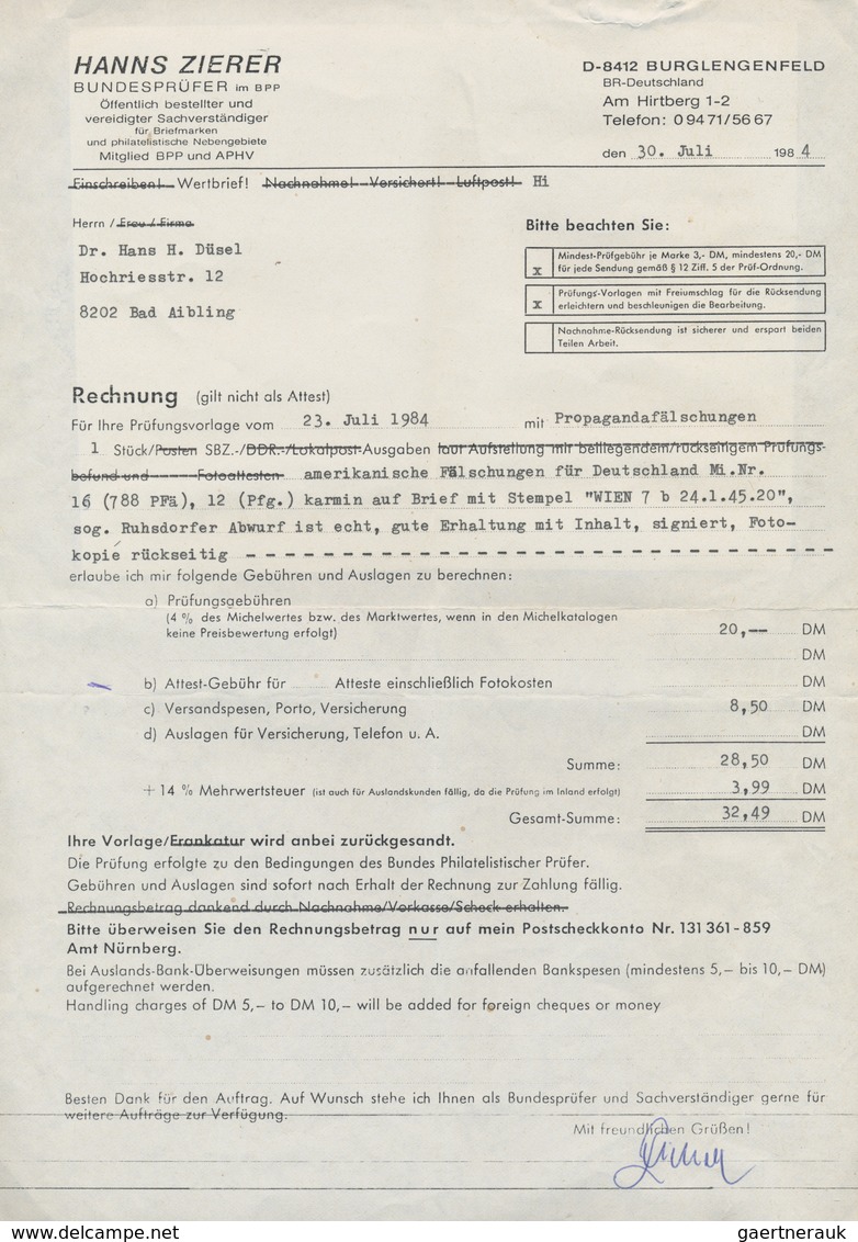 Br Kriegs- Und Propagandafälschungen: 1944, 12 Pfg. Hitler Mit Falschstempel "(12a) WIEN 7b 24.1.45" Au - Altri & Non Classificati