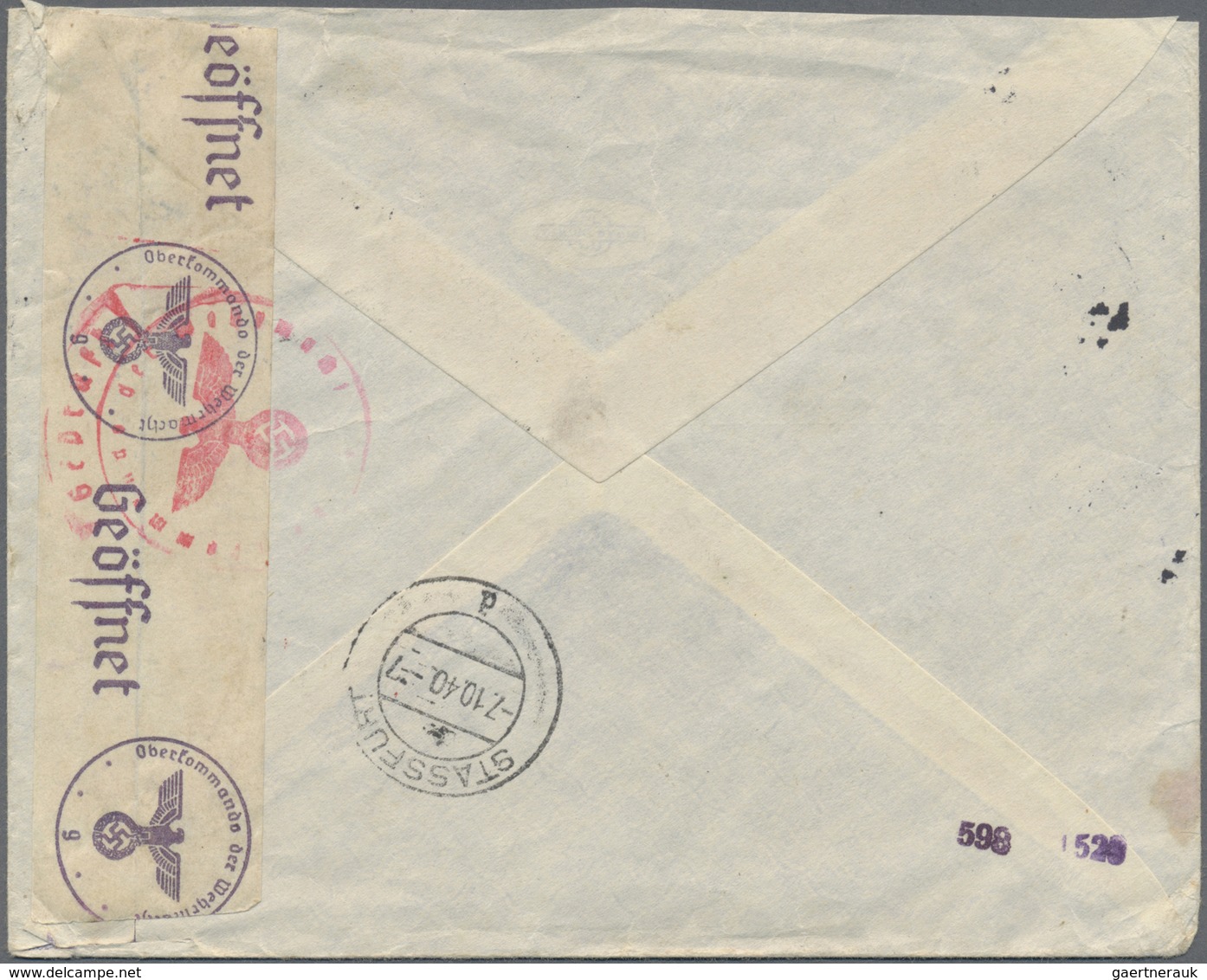 Br Feldpost 2. Weltkrieg: 1940, (1.10.), Frankierter R-Brief Von Zagreb, Jugoslawien über Auslands-Brie - Sonstige & Ohne Zuordnung