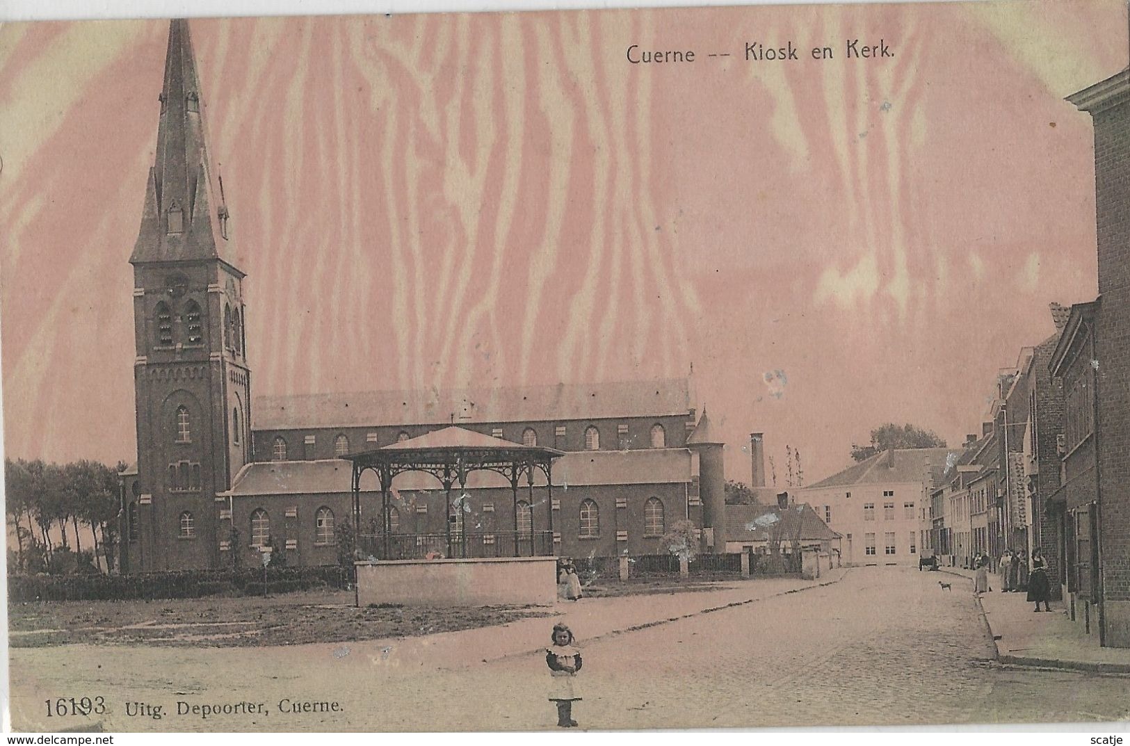 Cuerne   -   Kiosk En Kerk  (kleurvlekken Vooraan) - Kuurne