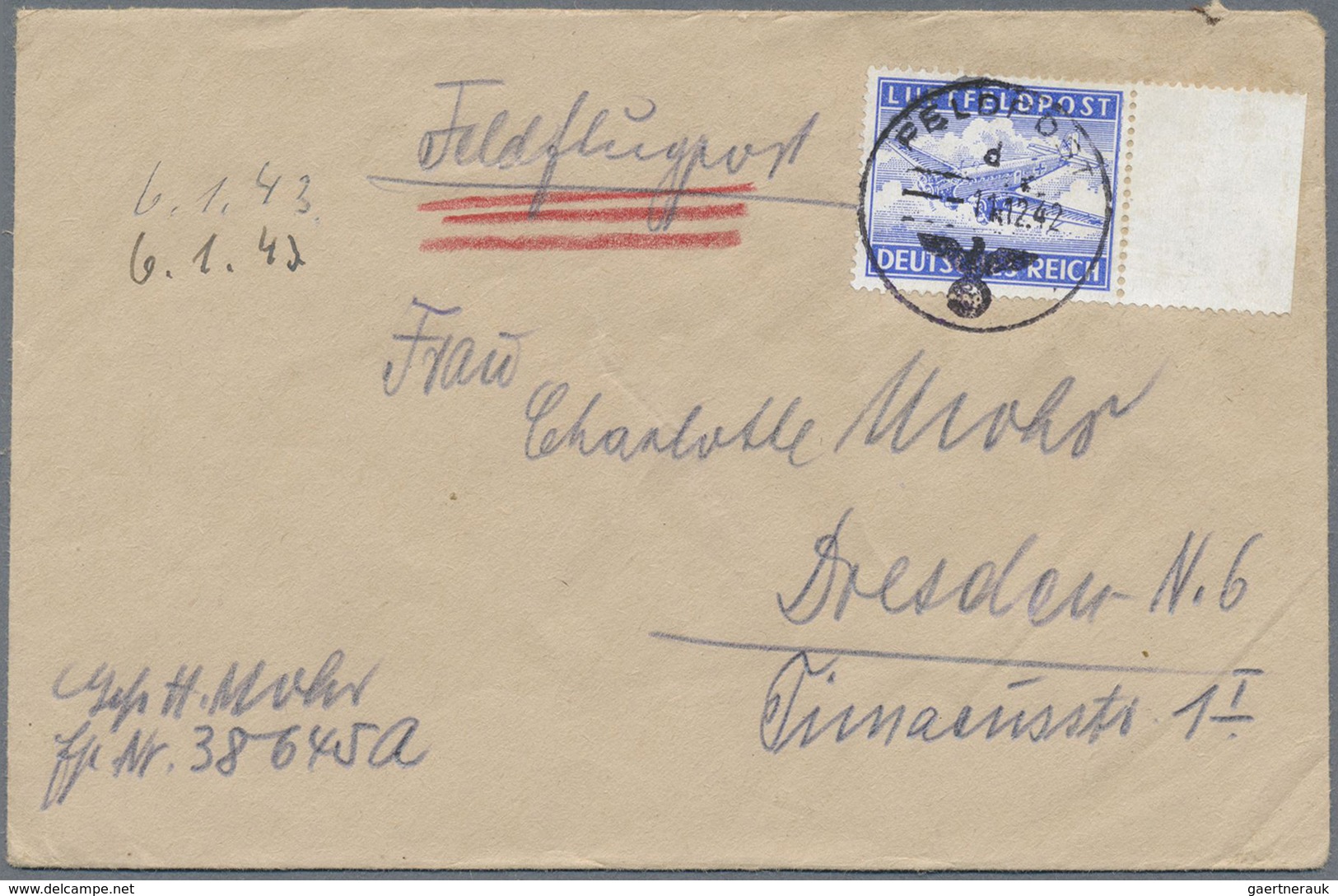 Br Feldpost 2. Weltkrieg: 1942 (11.12.), Luft-FP-Brief Aus Dem "Kessel Von Stalingrad" Mit Normstempel - Autres & Non Classés