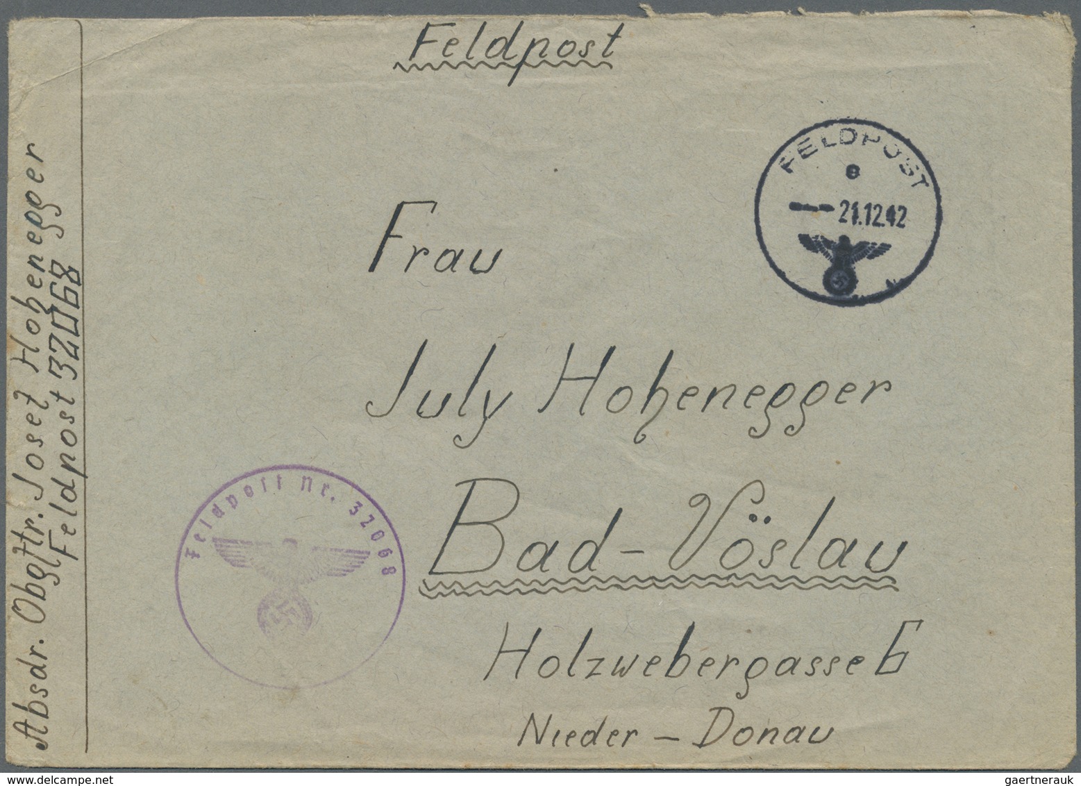 Br Feldpost 2. Weltkrieg: 1942 (21.12.), Ausgeflogener FP-Brief Aus Dem "Kessel Von Stalingrad" Mit Nor - Altri & Non Classificati