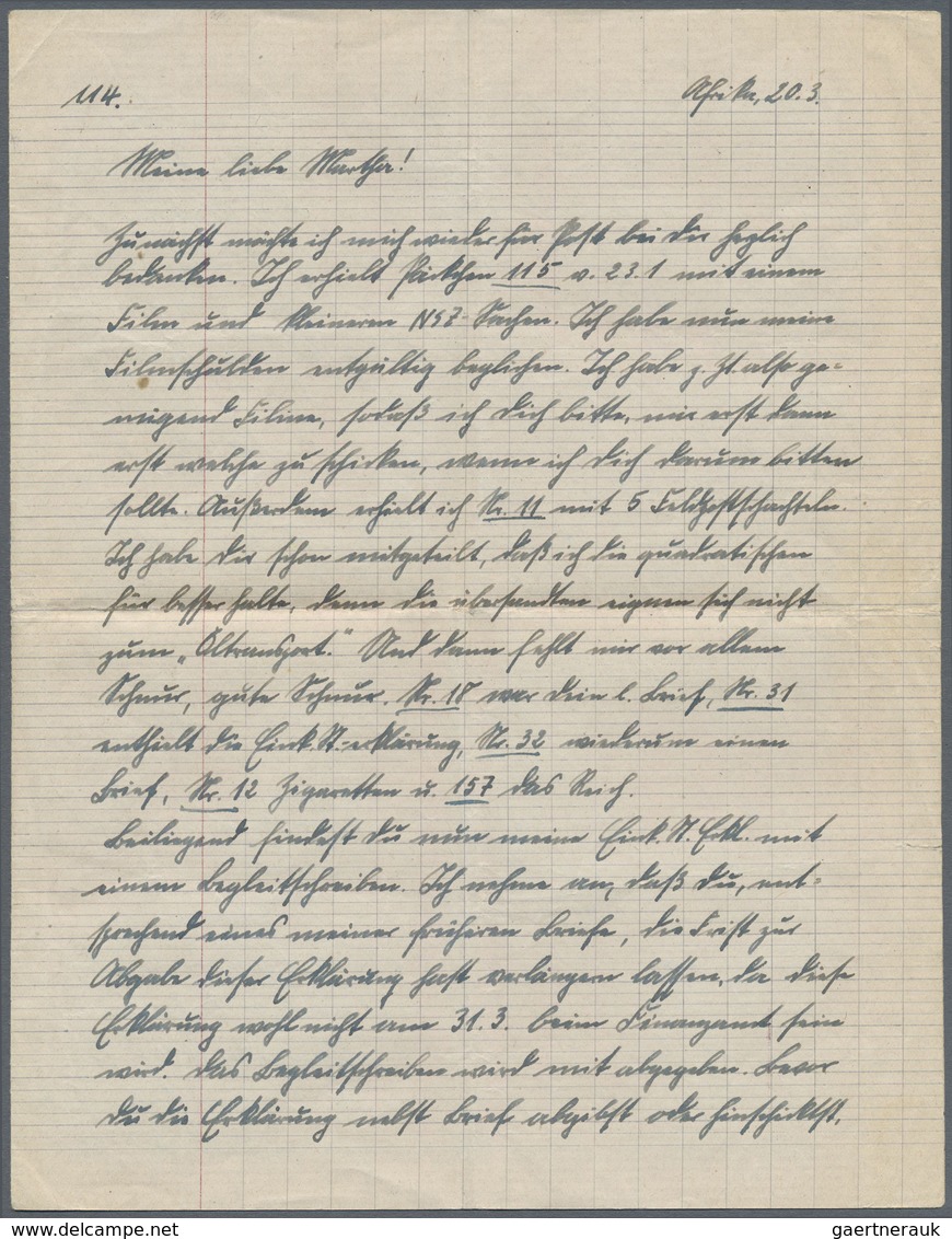 Br Feldpost 2. Weltkrieg: 1943, Feldpost-Brief Mit Normstempel "d 18.3." Und Palmenstempel Sowie Rotem - Autres & Non Classés