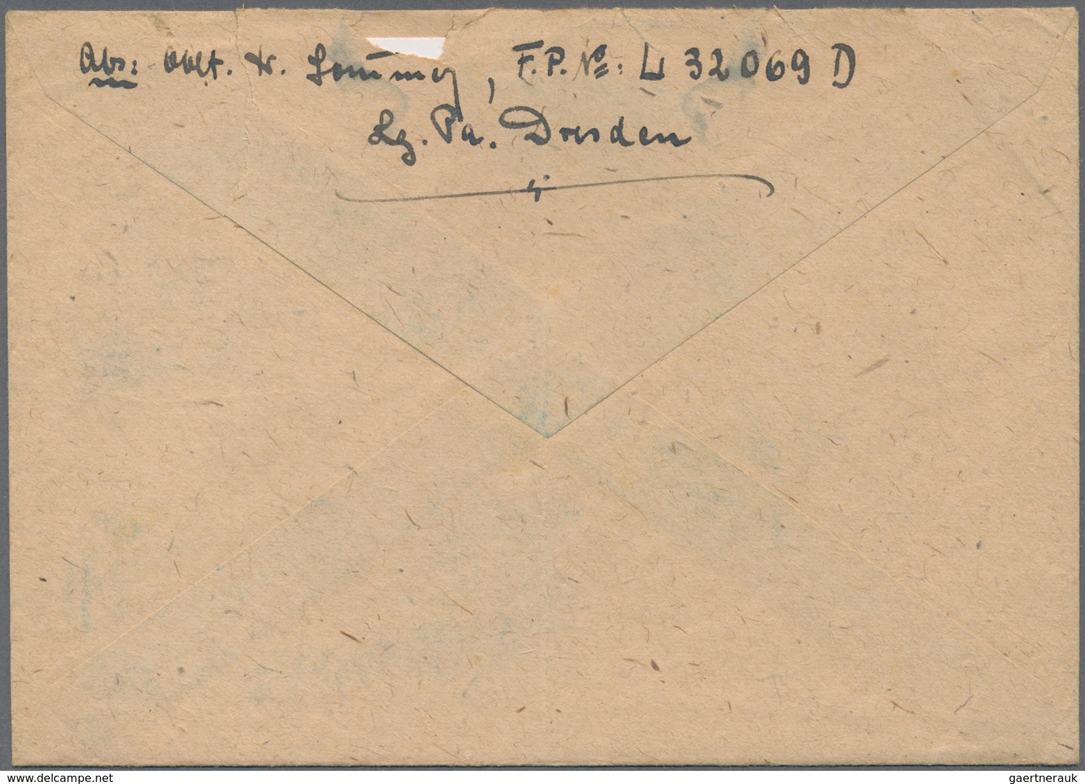 Br Feldpost 2. Weltkrieg: 1945 (20.3.), Augeflogener FP-Brief (leichter Mittelbug) Aus Der "Festung Bre - Autres & Non Classés