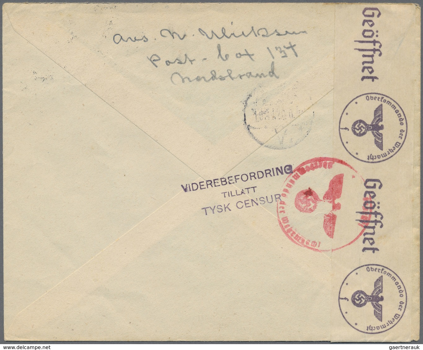 Br Zensurpost: 1040 (13.6.), Frankierter Brief Von Oslo, Norwegen Nach Kopenhagen, Dänemark Mit (überse - Autres & Non Classés