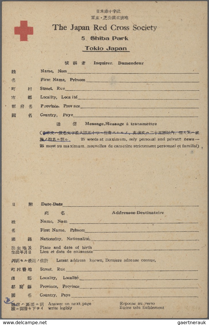 GA Kriegsgefangenen-Lagerpost: 1942/45, Japan Red Cross, Three Different "red Cross Message" Forms: Bil - Autres & Non Classés