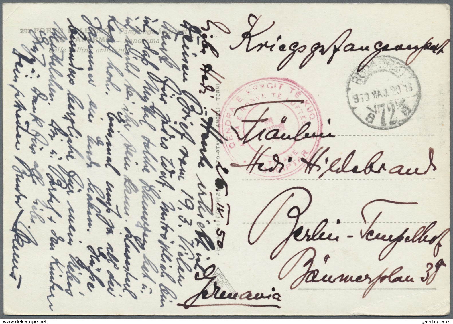 Br Kriegsgefangenen-Lagerpost: 1950, KGF-Karte Aus Albanien Mit Rotem Kreuz-Stempel "TIRANE...." Via "B - Sonstige & Ohne Zuordnung