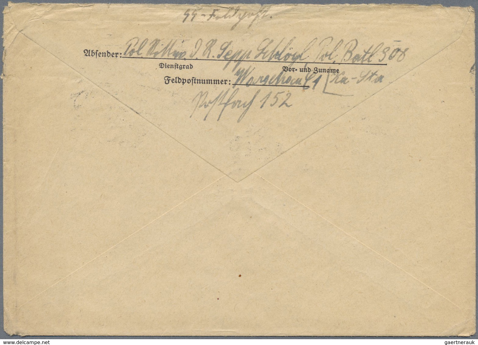 Ghetto-Post: 1941, vier SS-Briefe eines Angehörigen des Polizei-Batl. 308 von April-Juni 1941 mit Di