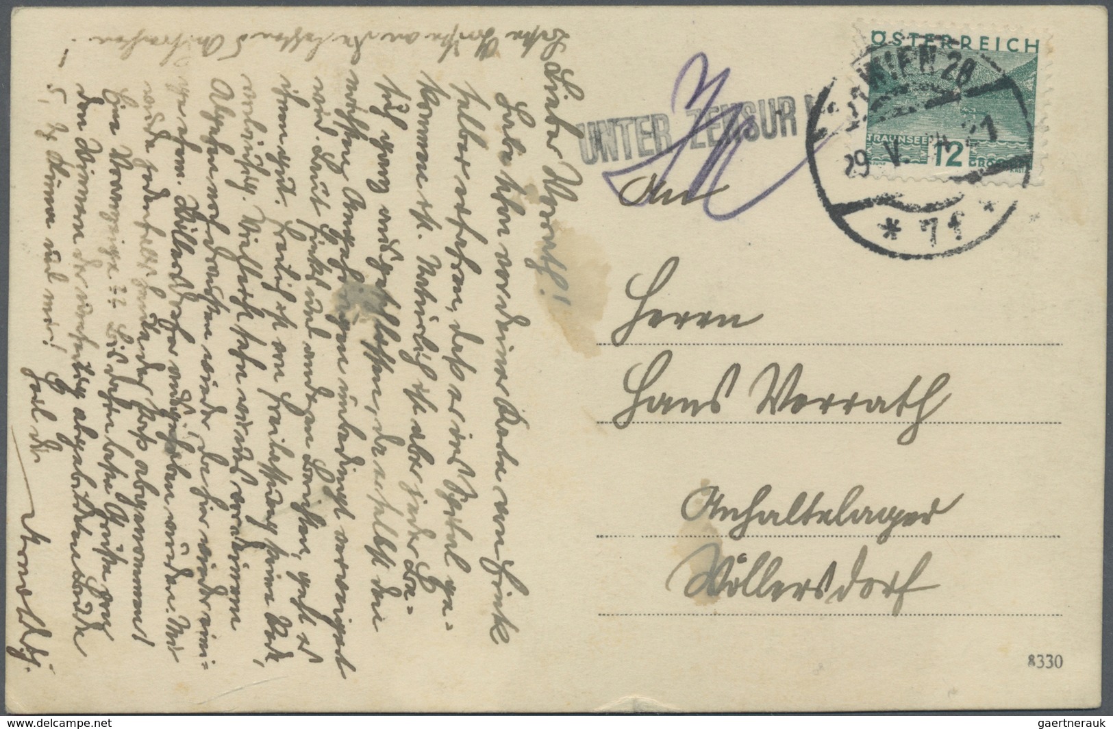 Br KZ-Post: 1934, Postkarte Ab WIEN 29.5.34 In Das Anhaltelager Wöllendorf. Nach Dem Putschversuch 1934 - Lettres & Documents