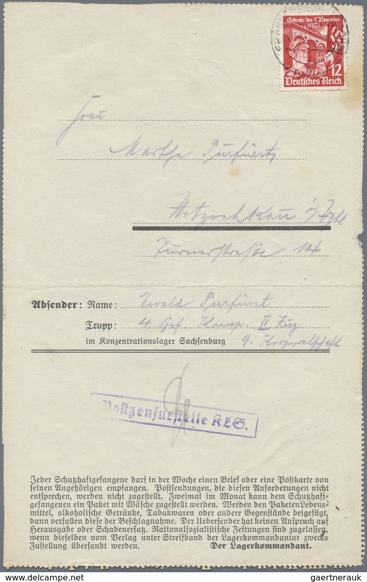 Br KZ-Post: 1935 (12.11.), 12 Pfg. "Gedenke Des 9. November 1923 !" (Marke Kl. Mängel) Mit Stempel Fran - Briefe U. Dokumente