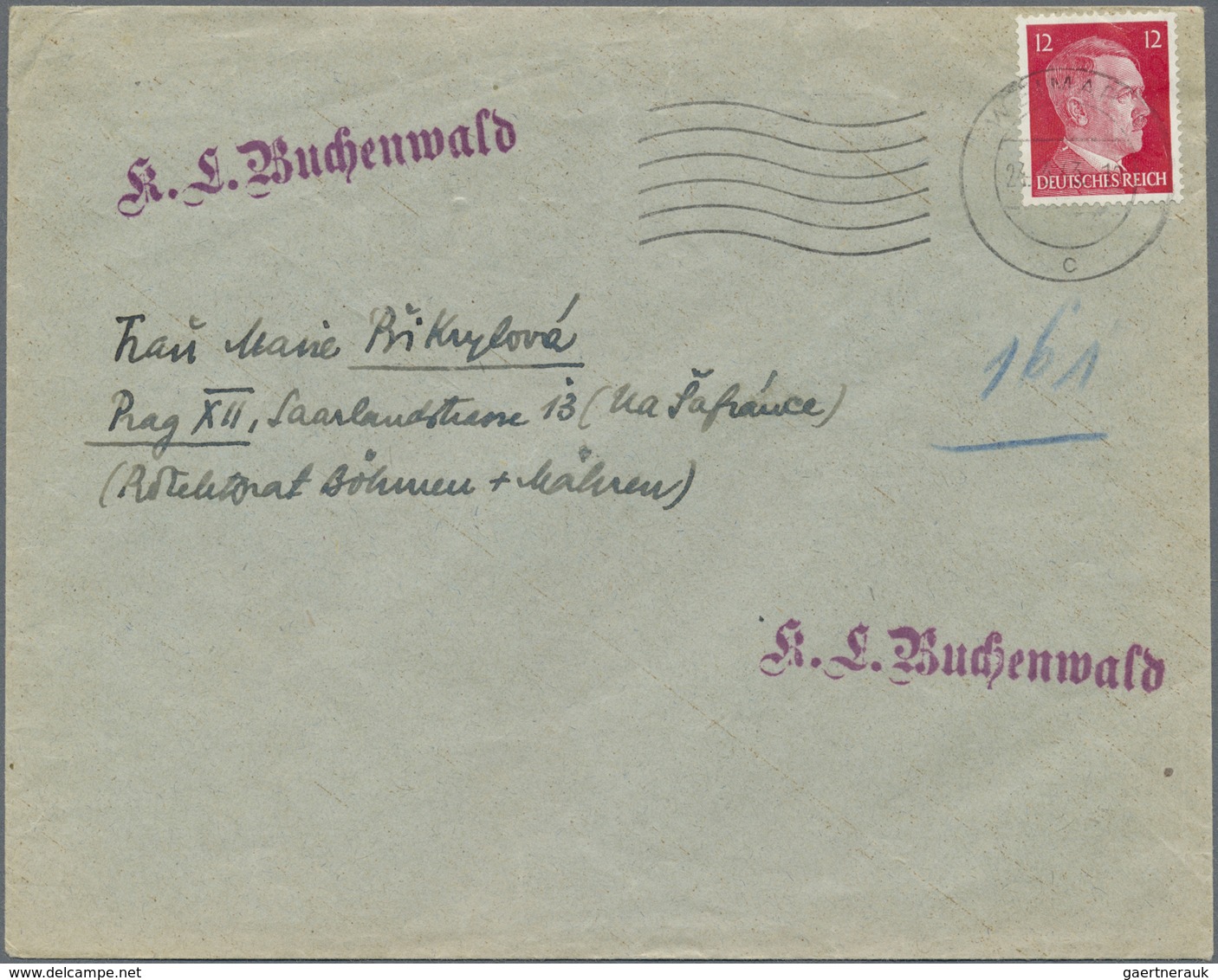 Br KZ-Post: 1943 KZ Buchenwald: Brief Eines Ingenieurs An Seine Frau Als Neutraler Grüner Umschlag , Ze - Briefe U. Dokumente