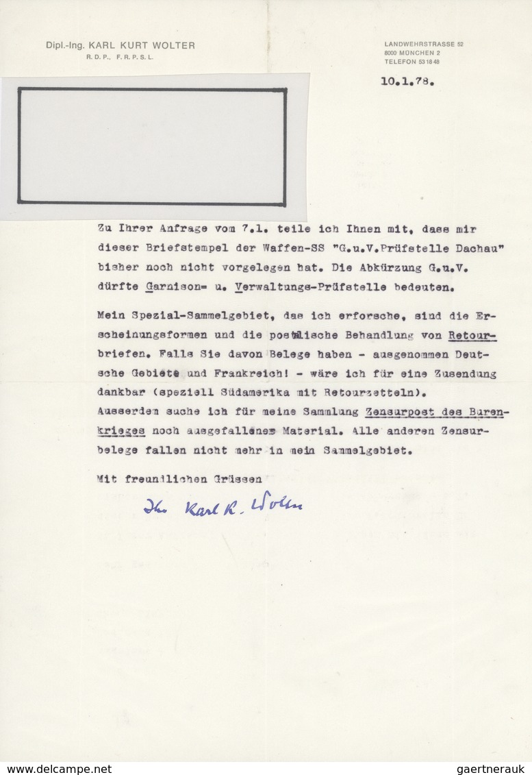 Br KZ-Post: Dachau II 1944 (6.11) Feldpost-Brief Mit Mehrseitigem Inhalt Eines SS-Wachmannes Mit Sehr S - Storia Postale