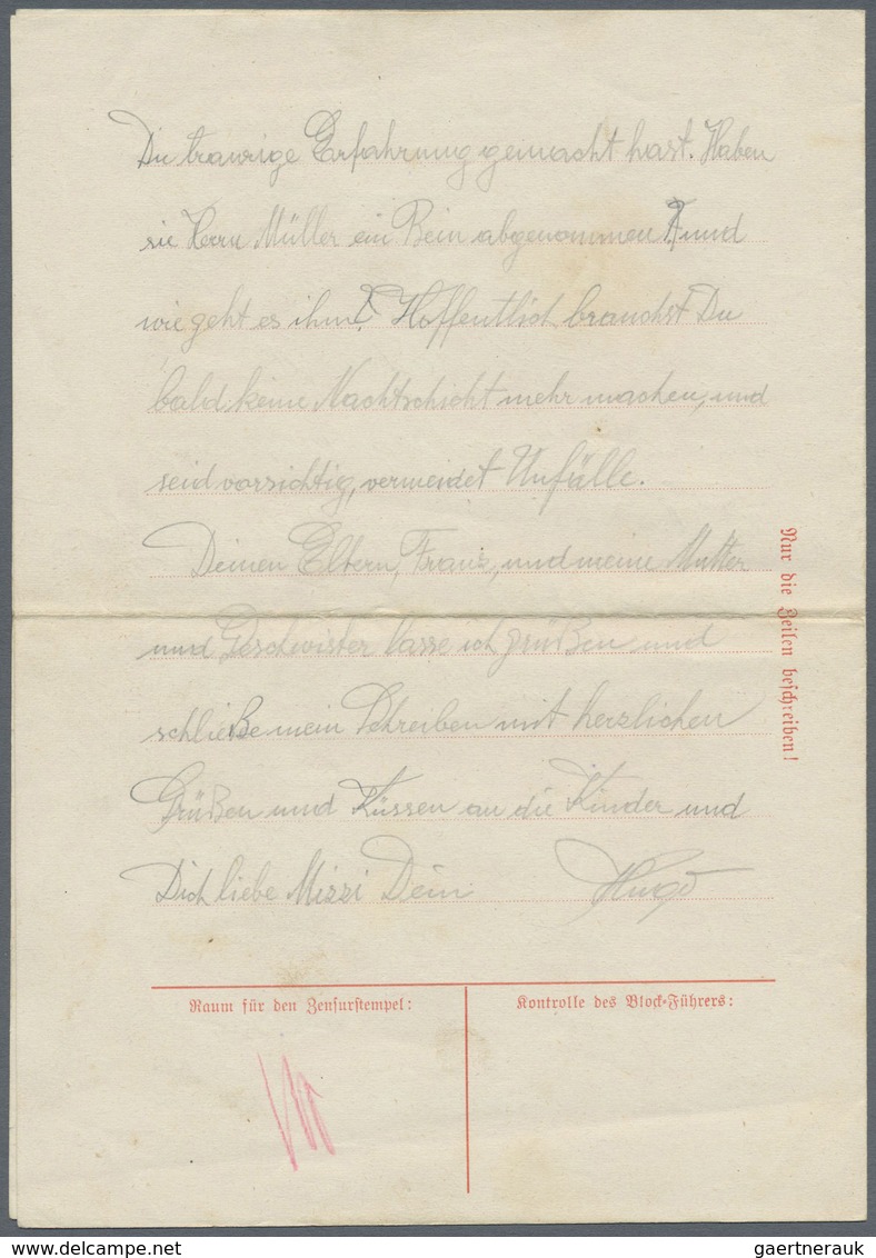 Br KZ-Post: Floßenburg: 1940, Vordruck-Briefhinhalt Mit Violettem L2 "Es Ist Verboten, Mehr Als 2 Marke - Lettres & Documents