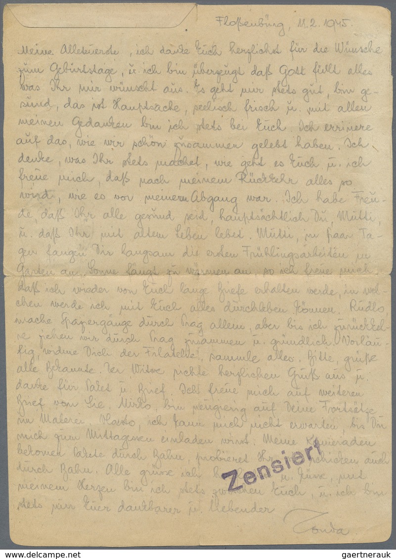 Br KZ-Post: 1944/45 KZ Flossenburg: 2 Briefe Vom Gleichen Gefangenen (wohl An Seine Frau) Nach Prag, De - Lettres & Documents