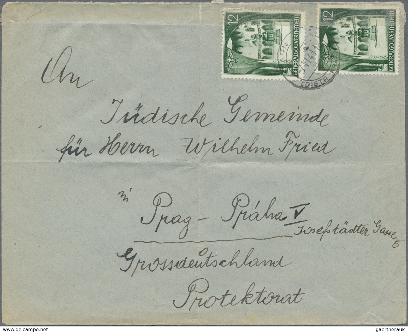 Br KZ-Post: 1940, Generalgouvernement Ghetto Tarnow: Brief Eines Juden Mit Stempel "TARN 7.VI.42" An Di - Storia Postale