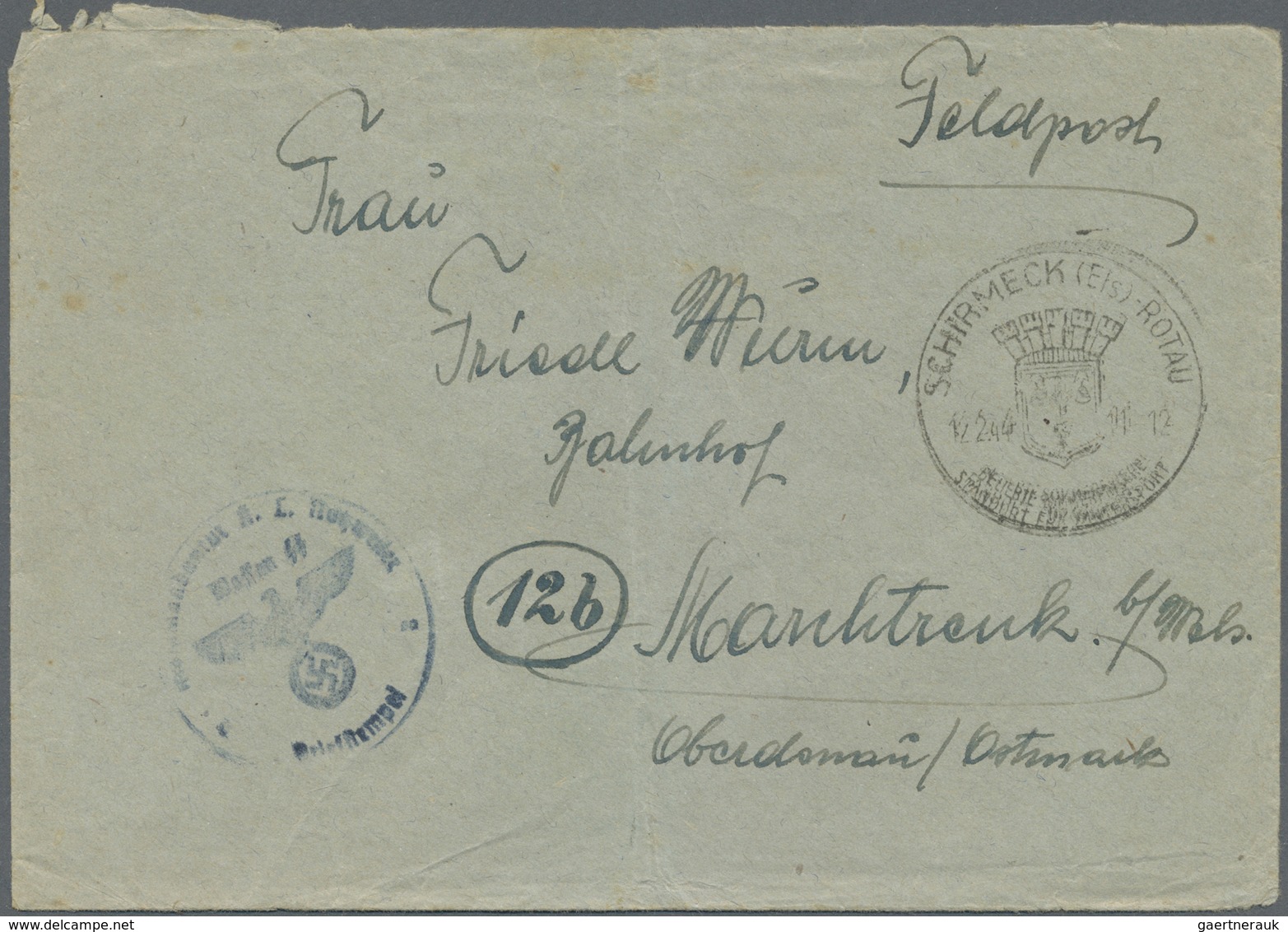 Br KZ-Post: Natzweiler 1944 (12.2), Waffen SS Feldpost-Brief Mit Kompl. Inhalt Und Zeichnung Mit Briefs - Briefe U. Dokumente