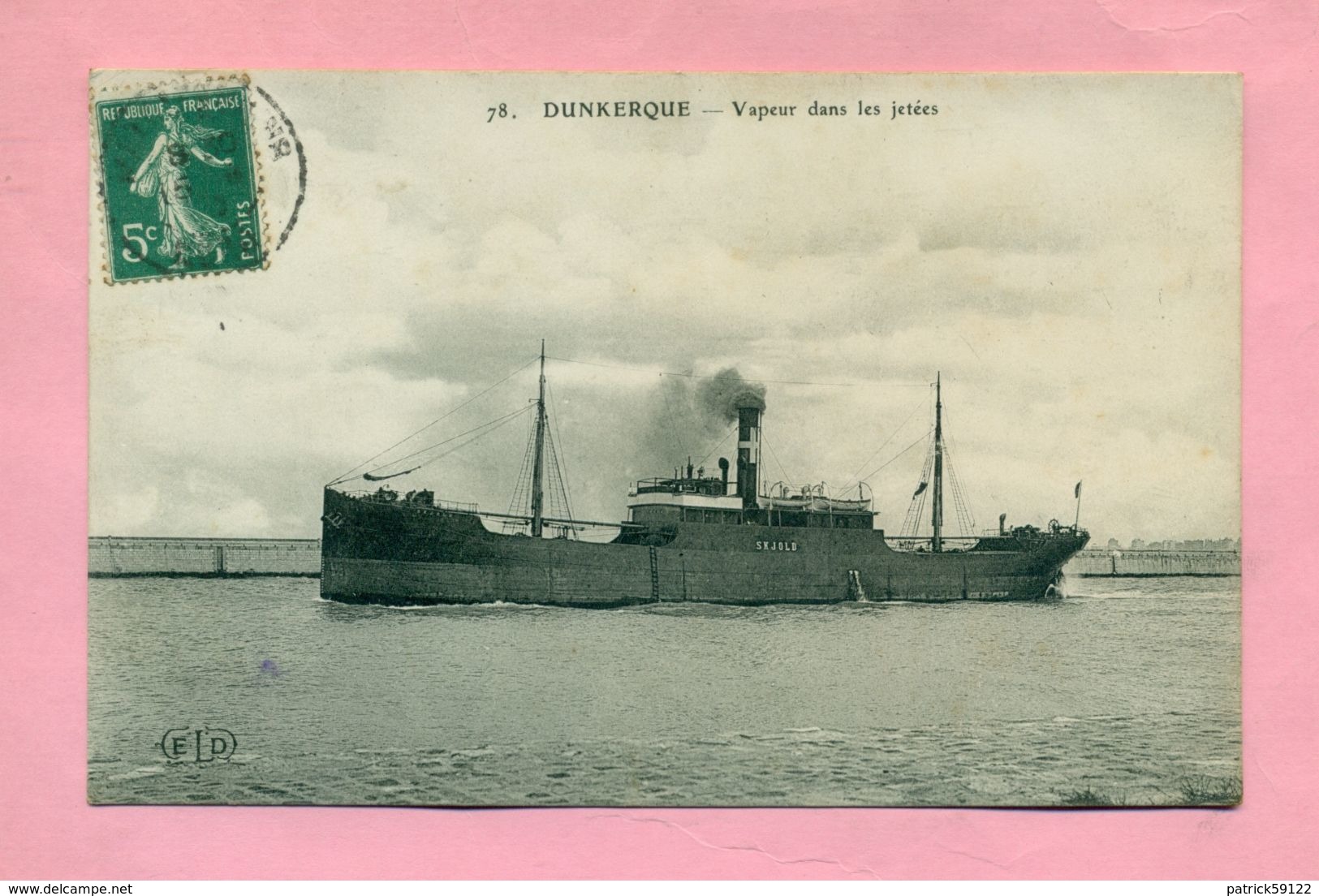 59 - NORD - DUNKERQUE - VAPEUR DANS LES JETEES -  BATEAU  " SJKOLD  "   Editeur   ELD  - - Dunkerque