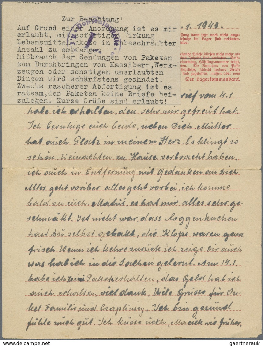 Br KZ-Post: 1943 KZ Sachsenhausen: Vordruckkarte Gelaufen Von "ORANIENBURG 22.1.43" Nach Schröttersburg - Briefe U. Dokumente