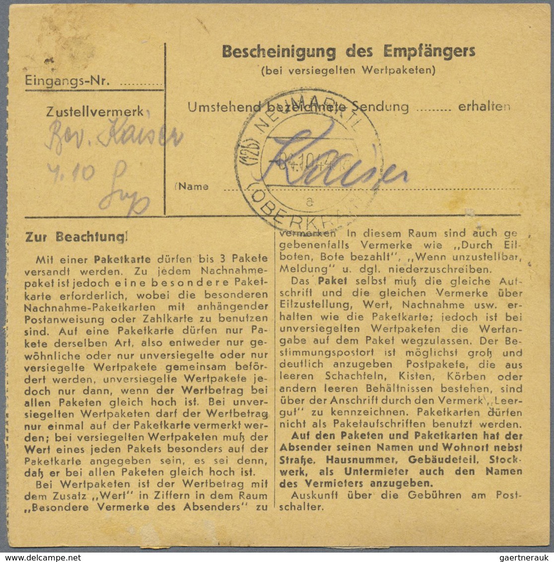 Br KZ-Post: 1944, Drei Frankierte Paketkarten Aus Dem Wartheland (Gnesen, Lissa, Krotoschin) Für Pakets - Lettres & Documents