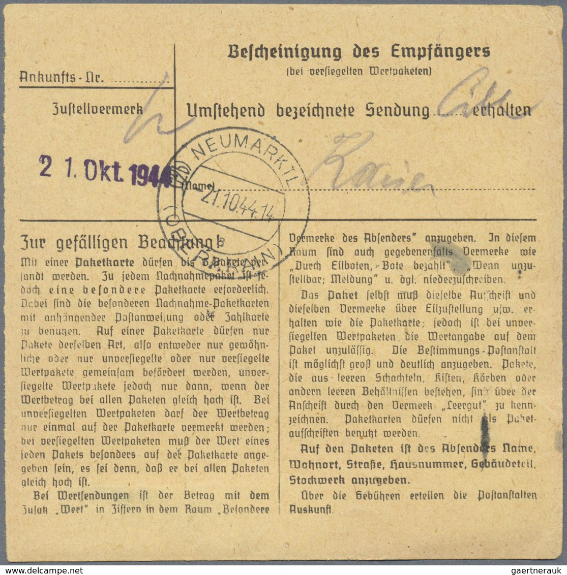 Br KZ-Post: 1944, Drei Frankierte Paketkarten Aus Dem Wartheland (Gnesen, Lissa, Krotoschin) Für Pakets - Storia Postale