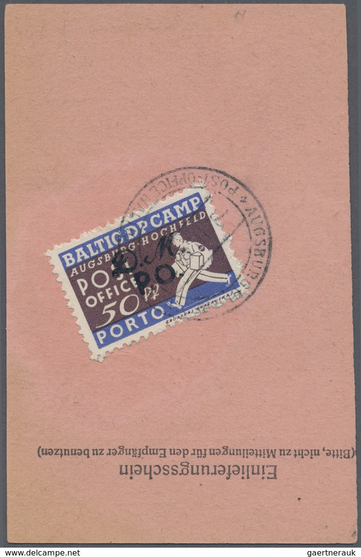 Br Lagerpost: Augsburg-Hochfeld: 1949, 50 Pfg. Blau Und Braun Mit Schwarzem Aufdruck "D.M. / P.O." Mit - Autres & Non Classés